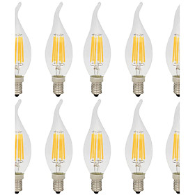 10pcs 6W 560lm E14 LED Filament Bulbs C35L 6 LED Beads COB Decorative Warm White / Cold White 220-240V / 10 pcs / RoHS