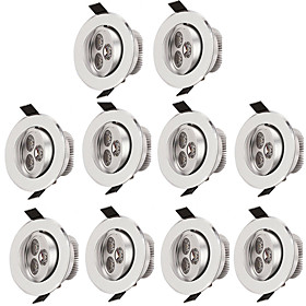 10pcs 3W 300lm 3 LEDs Easy Install Recessed LED Ceiling Lights Warm White Cold White 85-265V Ceiling Commercial Living Room / Dining Room