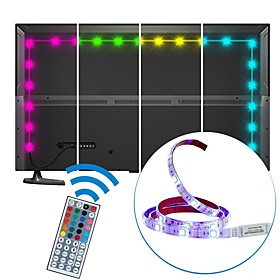2m RGB Strip Lights 60 LEDs 1 44Keys Remote Controller RGB Cuttable USB Waterproof TV Background Self-adhesive Linkable Decorative 5V 1set