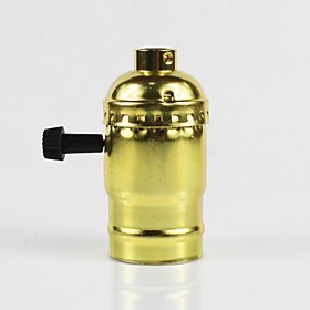 E26 Golden Aluminum Shell Antique Screw Edison Pendant Lamp Zipper Switch Lamp Holder