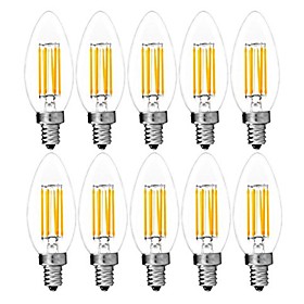 10pcs 6W 560lm E14 LED Filament Bulbs C35 6 LED Beads COB Decorative Warm White / Cold White 220-240V