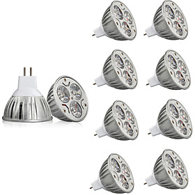 10pcs 3W 250lm MR16 LED Spotlight 3 LED Beads High Power LED Decorative Warm White / Cold White 12V / RoHS
