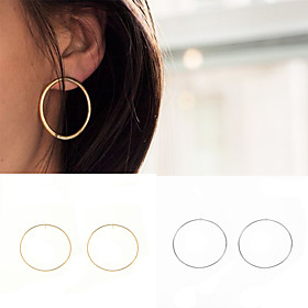 Hoop Earrings Jewelry Copper Circular Euramerican Simple Style Fashion Circle Gold Silvery Jewelry Party Daily Casual 1 Pair