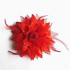 Fashion Bride Red Silk Flower Hairpin