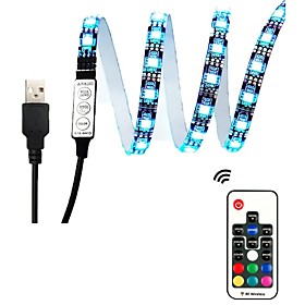 2m RGB Strip Lights 60 LEDs 17-Key Remote Controller RGB Cuttable USB Waterproof TV Background Self-adhesive Linkable Decorative 5V 1set