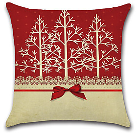 1 Pcs Christmas Bowknot Christmas Trees Pillow Cover 4545cm Sofa Cushion Cover Cotton/linen Pillow Case