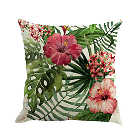 1 Pcs Cotton / Linen Pillow Cover / Novelty Pillow / Pillow Case, Floral / Novelty / Fashion Flower / Tropical