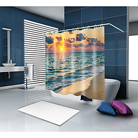Shower Curtains Hooks Contemporary Mediterranean Polyester Contemporary Novelty Machine Made Waterproof Bathroom