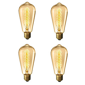 4pcs 40 W E26 / E27 ST64 Warm White 2300 k Retro / Dimmable / Tree Incandescent Vintage Edison Light Bulb 220-240 V