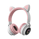 colore più tenue led orecchio di gatto cuffie auricolare bluetooth 5.0 supporto tf card ingresso audio da 3,5 mm funzione fm con microfono lettore musicale mp3 sopra orecchio pieghevole festa street f