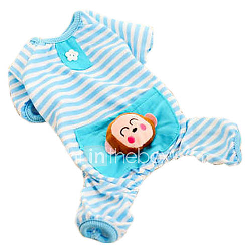 Schöne Monkey Style Stripe Pattern Shirt mit Hose für Hunde (Blue, XS-XL)