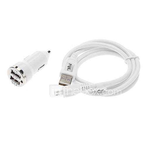 Mini White Car Charger  USB Datenkabel für Samsung Galaxy Note N7100 2 und andere