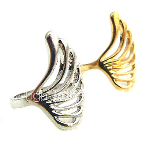 japanischen und koreanischen Stil hohlen Blätter Federn glatten hohl Ring paar Modelle (zufällige Farbe)