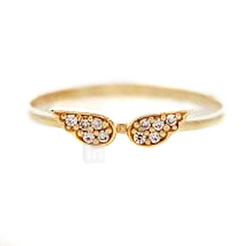 einfache frische Blätter Diamantring voller Engelsflügel weiblichen Ring Ring (gelegentliche Farbe)