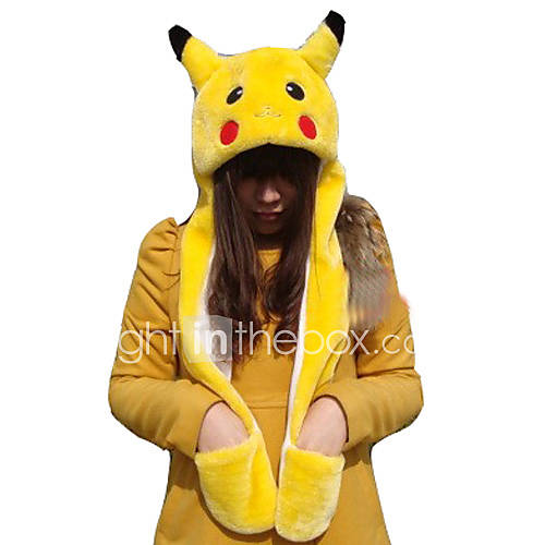 Pikachu Cosplay Plüsch-Hut-Kappe mit Handschuhen