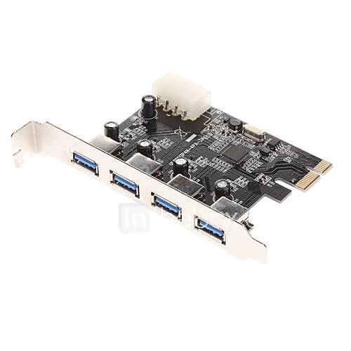 4-Port-USB-3.0-Superspeed-PCI-E PCI-Express-Karte mit Molex-Stromanschluss (NEC720201)