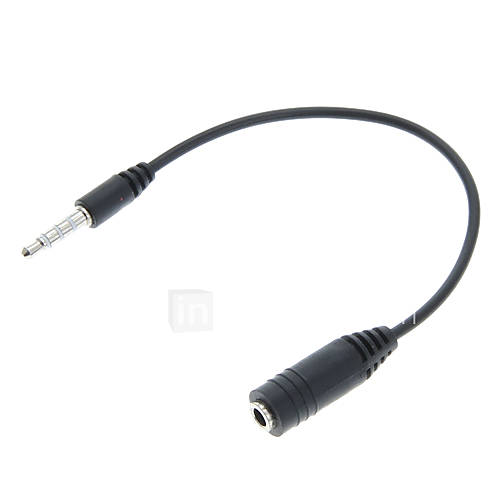 3,5-mm-Stecker auf Buchse Schwarz Stereo-Audio-Kabel (16cm)