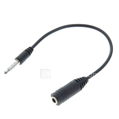 3,5-mm-Stecker auf Buchse Schwarz Stereo-Audio-Kabel (17cm)