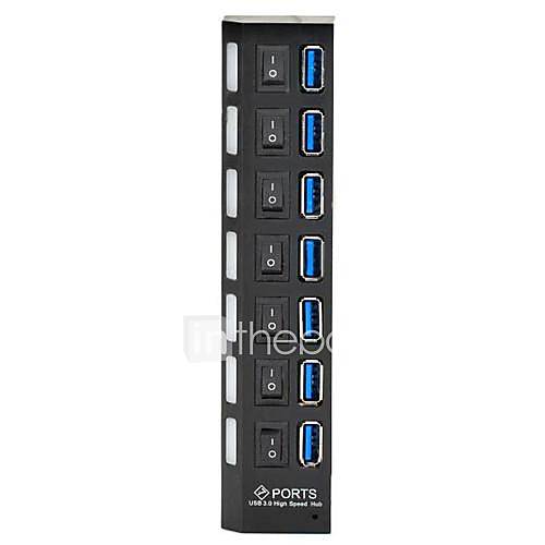 7-Port High Speed 5Gbps USB 3.0 Hub with Individual Switches
