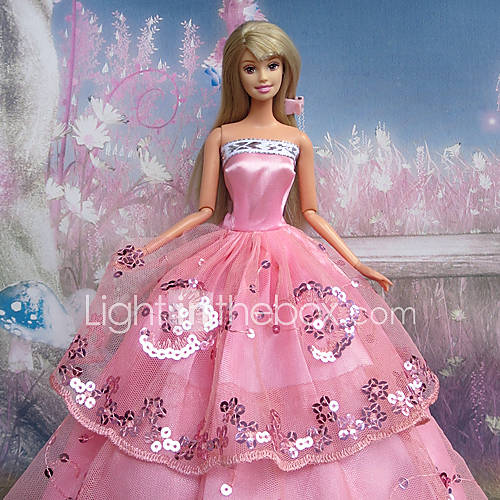 Barbie Puppe Rosa Hosenträger Kleid