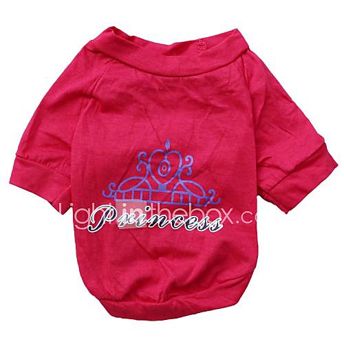 Lovely Princess Crown Pattern 100% Cotton T-Shirt for Dogs(Assorted Sizes) (Red XS-L)