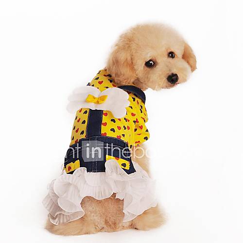 Mode für Haustiere schöne Pfirsichherzengelsflügel Denim-Kleid für Haustiere Hunde (verschiedene Farben, Größen)