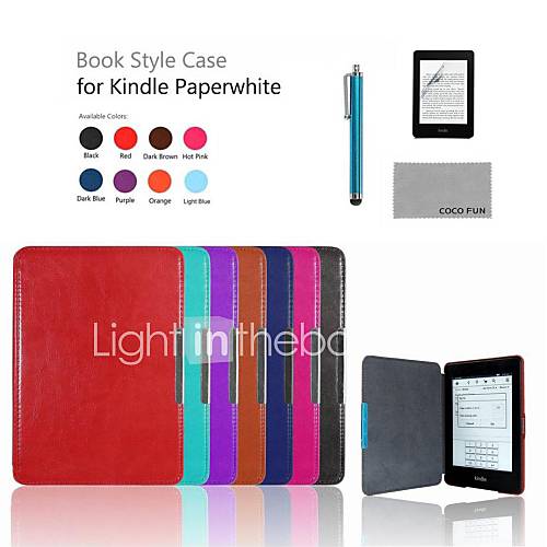 coco Fun Ultra Slim PU-Schutzhülle mit Folie und Stift für Amazon Kindle Paperwhite (8 verschiedene Farben)