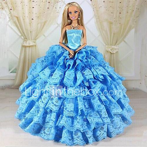Barbie-Puppe Himmel blau mehrschichtige Hochzeitskleid