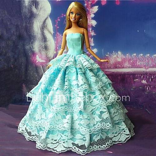 Barbie-Puppe blau Polyester 5-Schicht-Prinzessin Kleid