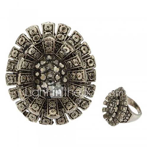 Mode-Fingerring Metall Tibet Silber ovale Blumenspirale Retro Geschenk heißen 18mm