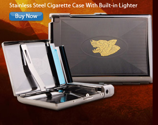 Stainless Steel Cigarette Case With Built-in Lighter