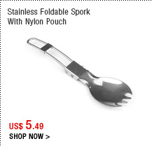 Stainless Foldable Spork With Nylon Pouch