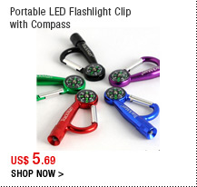 Portable LED Flashlight Clip with Compass