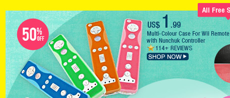 Multi-Colour Case For Wii Remote with Nunchuk Controller
