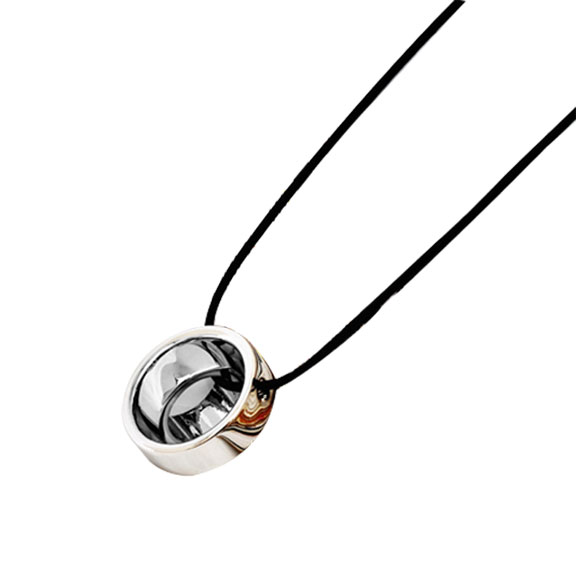 Collier Partenaire Acier Inoxydable Avec Pendentif Strass Et Anneau Puzzle - Longueur 50 Cm