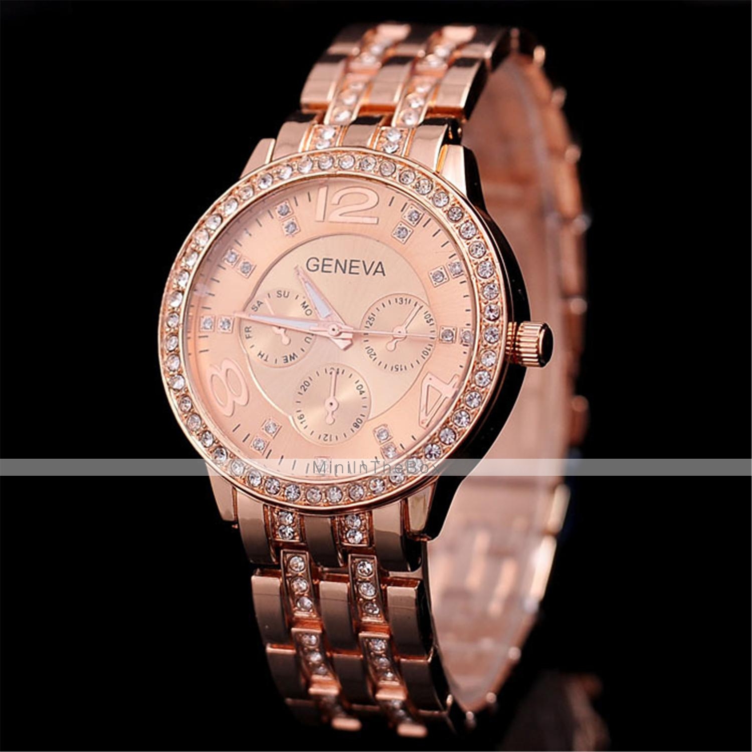 geneva diamond quartz watch