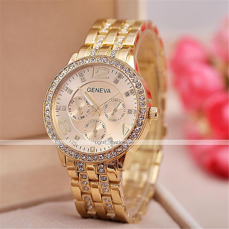 geneva diamond quartz watch