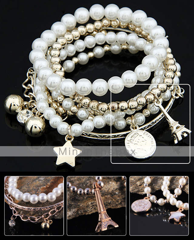 Alloy Bead Multirow Eiffel Tower Pendant Bracelet Jewelry 652764 2016