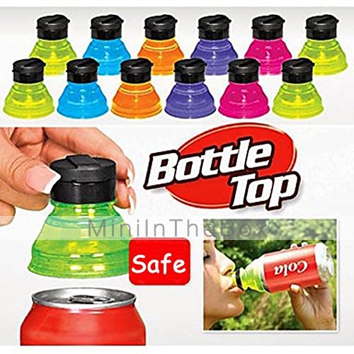 Set of 6 Creative Soda Savers Toppers Reusable Bottle Caps Can Convert