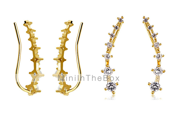 Ear Cuffs Hypoallergenic Fashion Simple Style Rhinestone Silver Plated