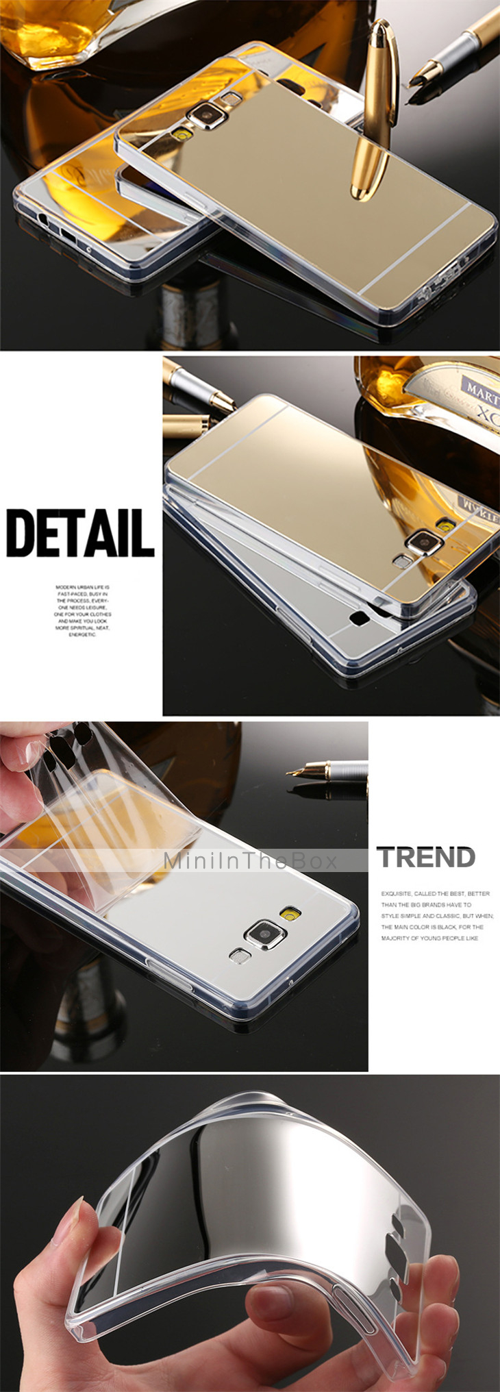 For Samsung Galaxy Note5 case Mirror TPU Soft Acrylic Back cover Note 3