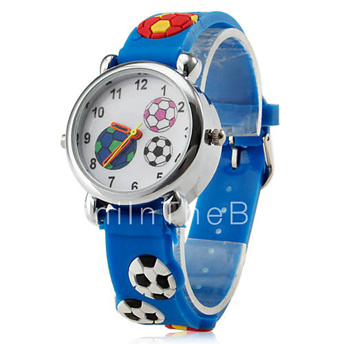 Children‘s Football Style Silicone LED Analog Quartz Wrist Watch (Blue