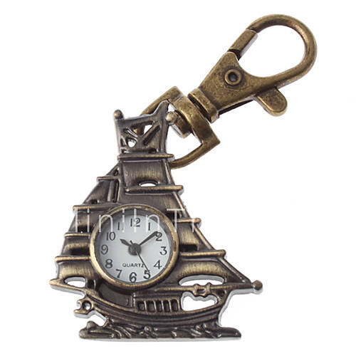 Unisex Sailing Design Alloy Analog Quartz Keychain Watch (Bronze) Cool