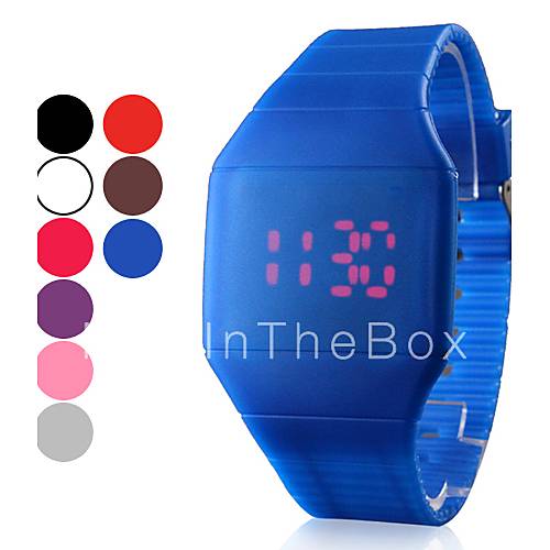 Men's Watch Red LED Digital Square Rubber Band Wrist Watch Cool Watch