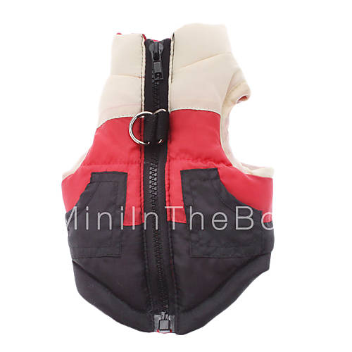 Dog Coat Vest Red Dog Clothes Winter Spring/Fall Color Block Classic