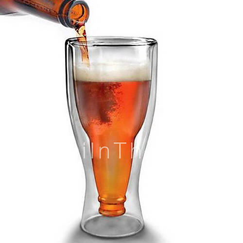 350cc HeatResistant Glass Beer Cup Creative Double Wall Glass Cup, Win