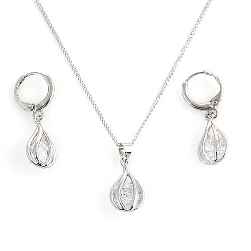 Sweet Silver Alloy (Necklace&Earrings) Gemstone Jewelry Sets(Silver