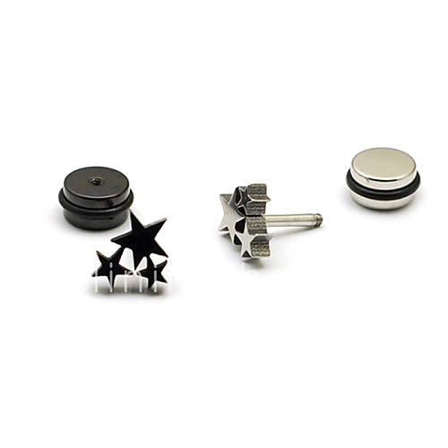 Fashion (Star Shape) Multicolor Titanium Steel Stud Earrings(Silver