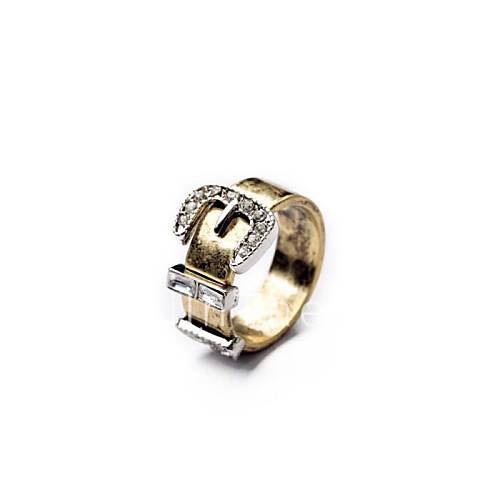 Buckle Shape Rhinestone Copper Plated Alloy Ring (1 Pc) 1613403 2017