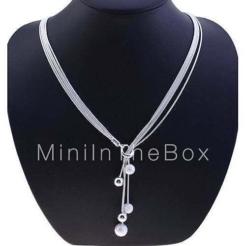 Women's Chain Necklaces Lariat Y Necklaces Ball Silver Sterling Silver